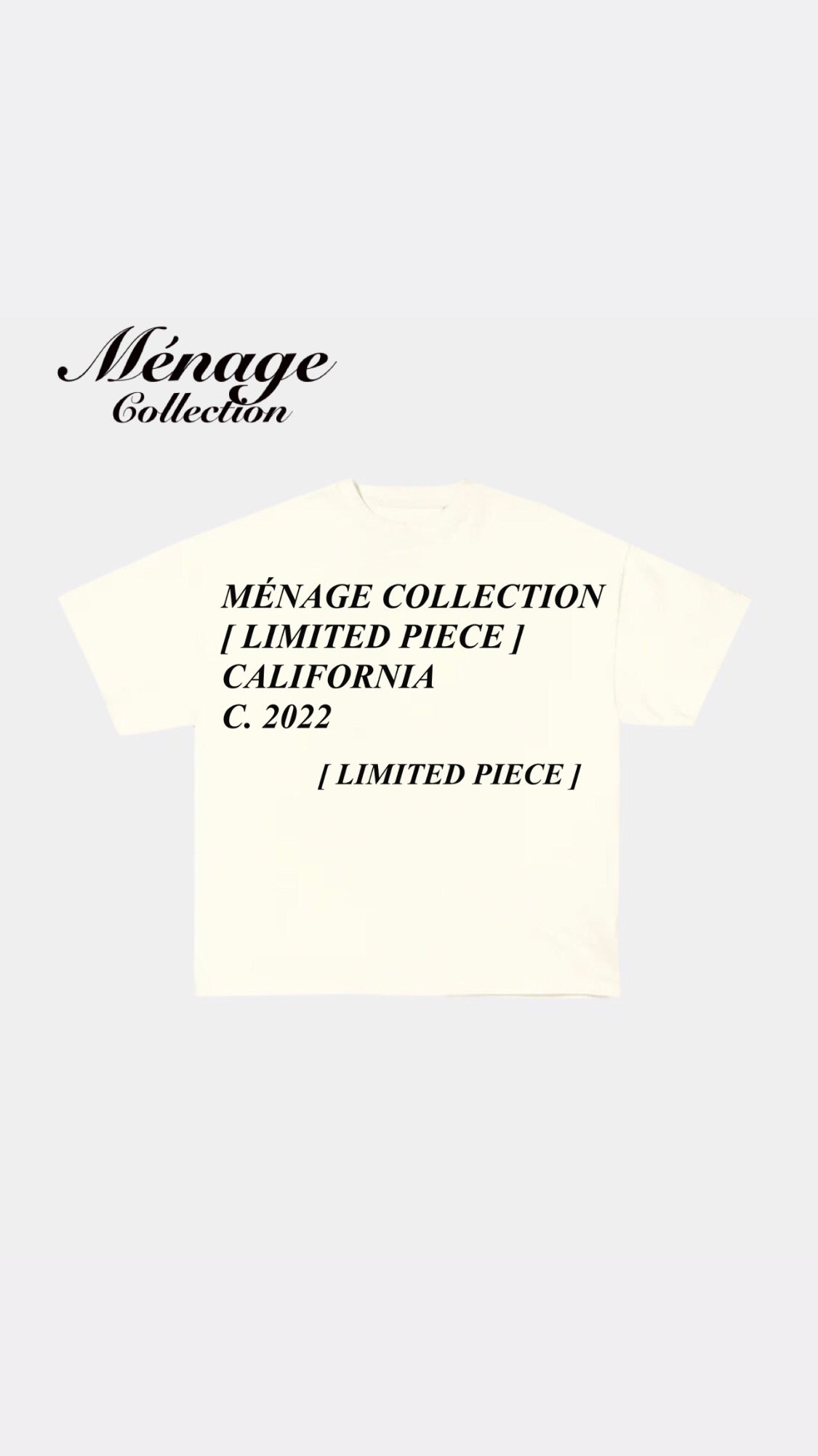 *PRE-ORDER* Menage Collection "Classic" Cream Tee Drop Shoulder